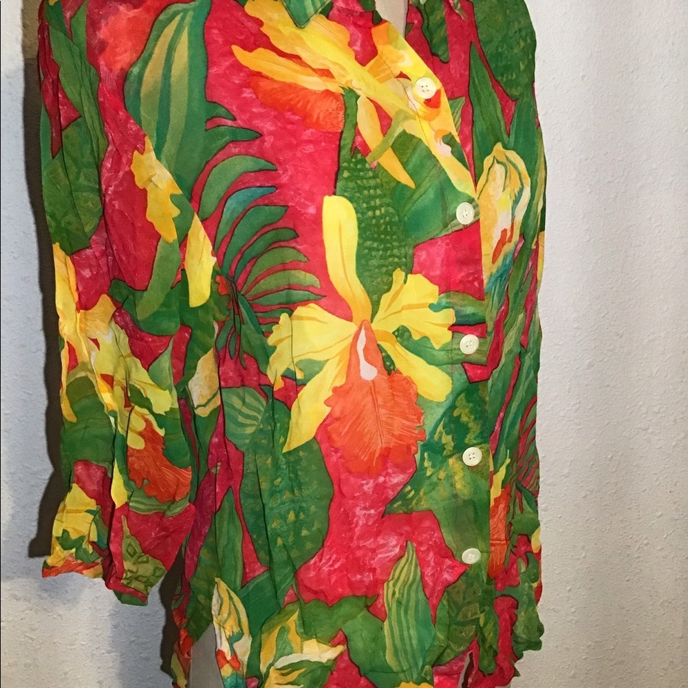 Karen Kane vintage 3/4 sleeve floral blouse size 12 petite - Picture 7 of 8